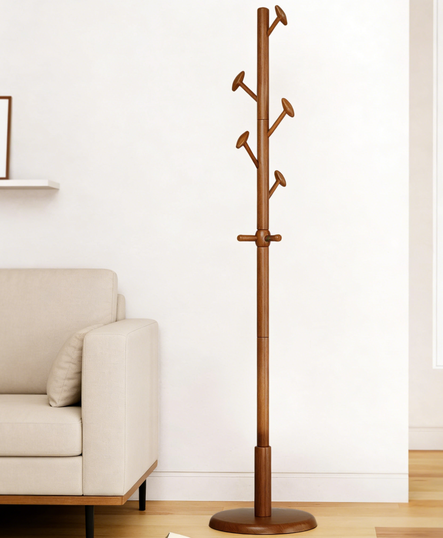 Solid Wood Coat Tree 10 Hooks - Image 2