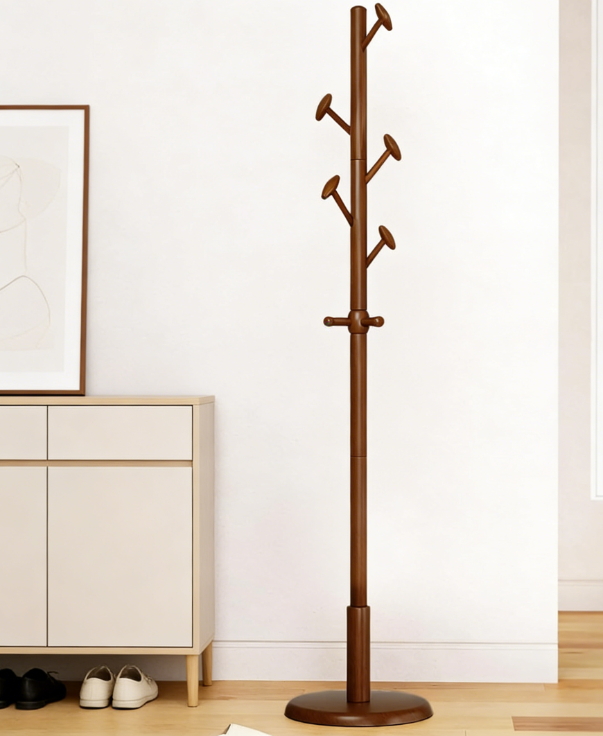 Solid Wood Coat Tree 10 Hooks