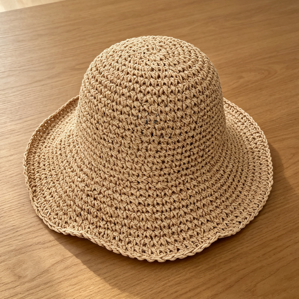 Crochet Straw Floppy Beach Hat - Image 2