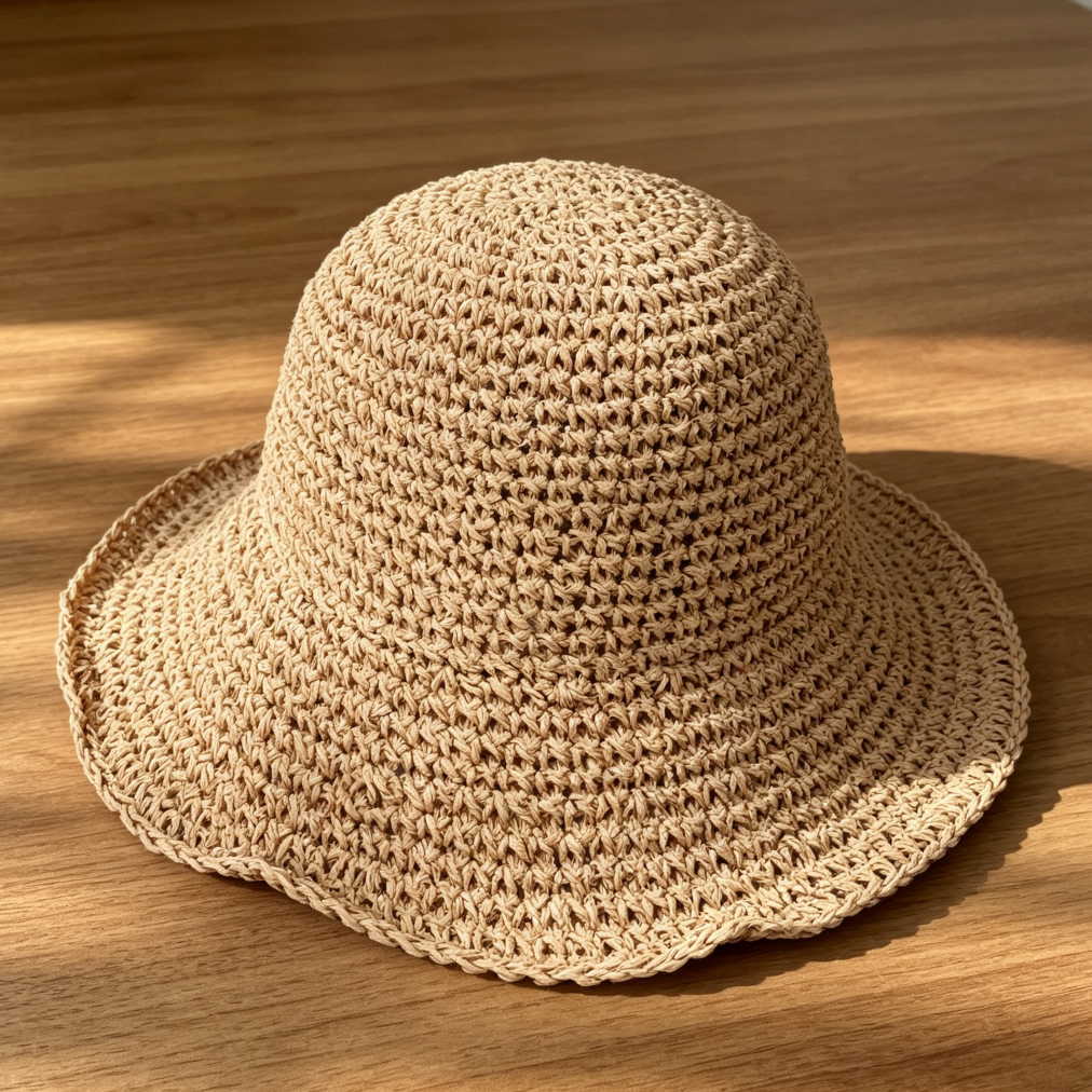 Crochet Straw Floppy Beach Hat
