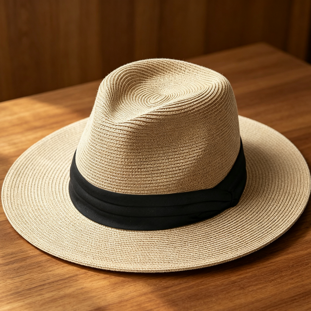 Straw Fedora Panama Beach Sun Hat - Image 2