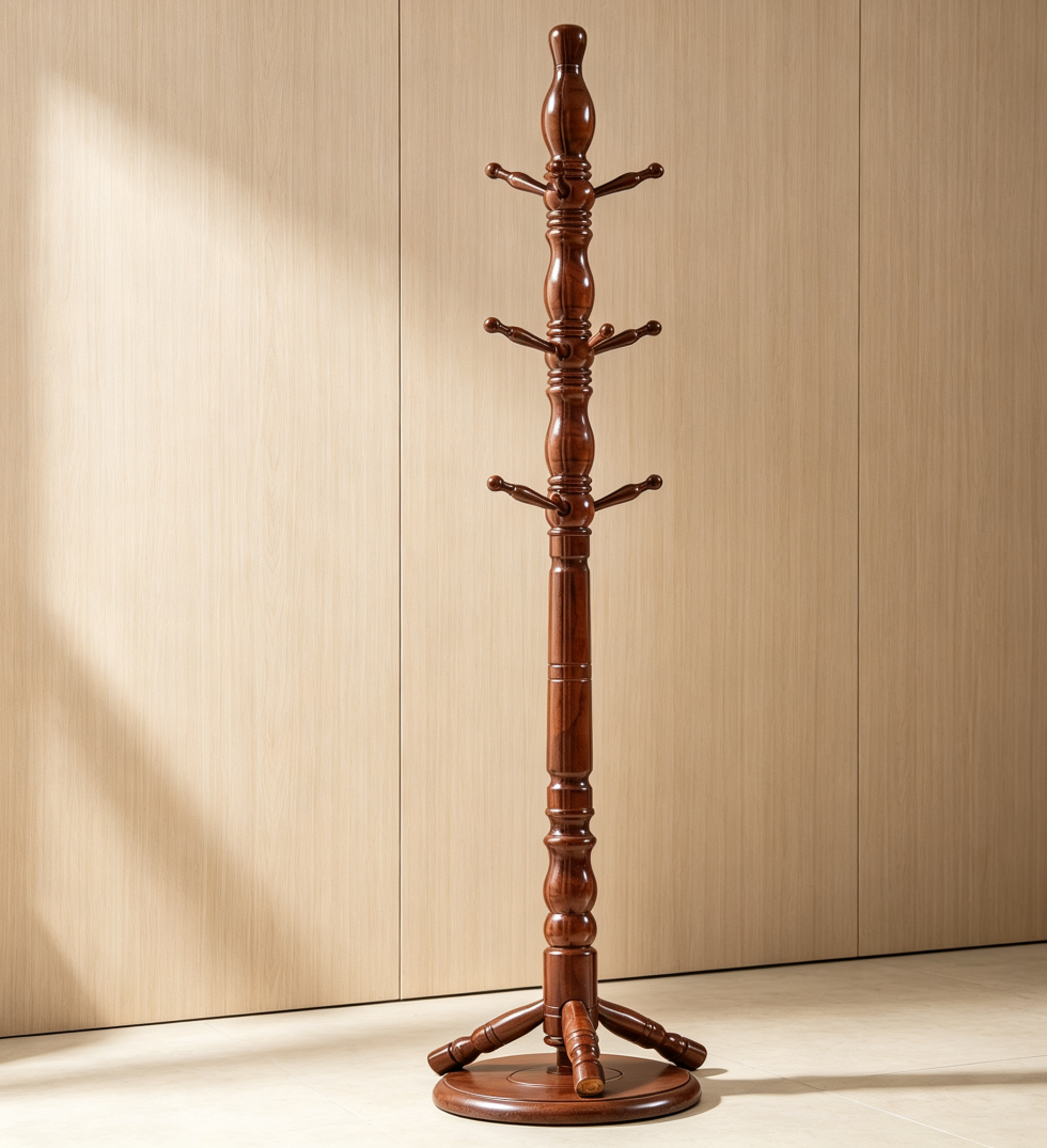 Walnut Freestanding Coat Rack 9 Hooks - Image 2