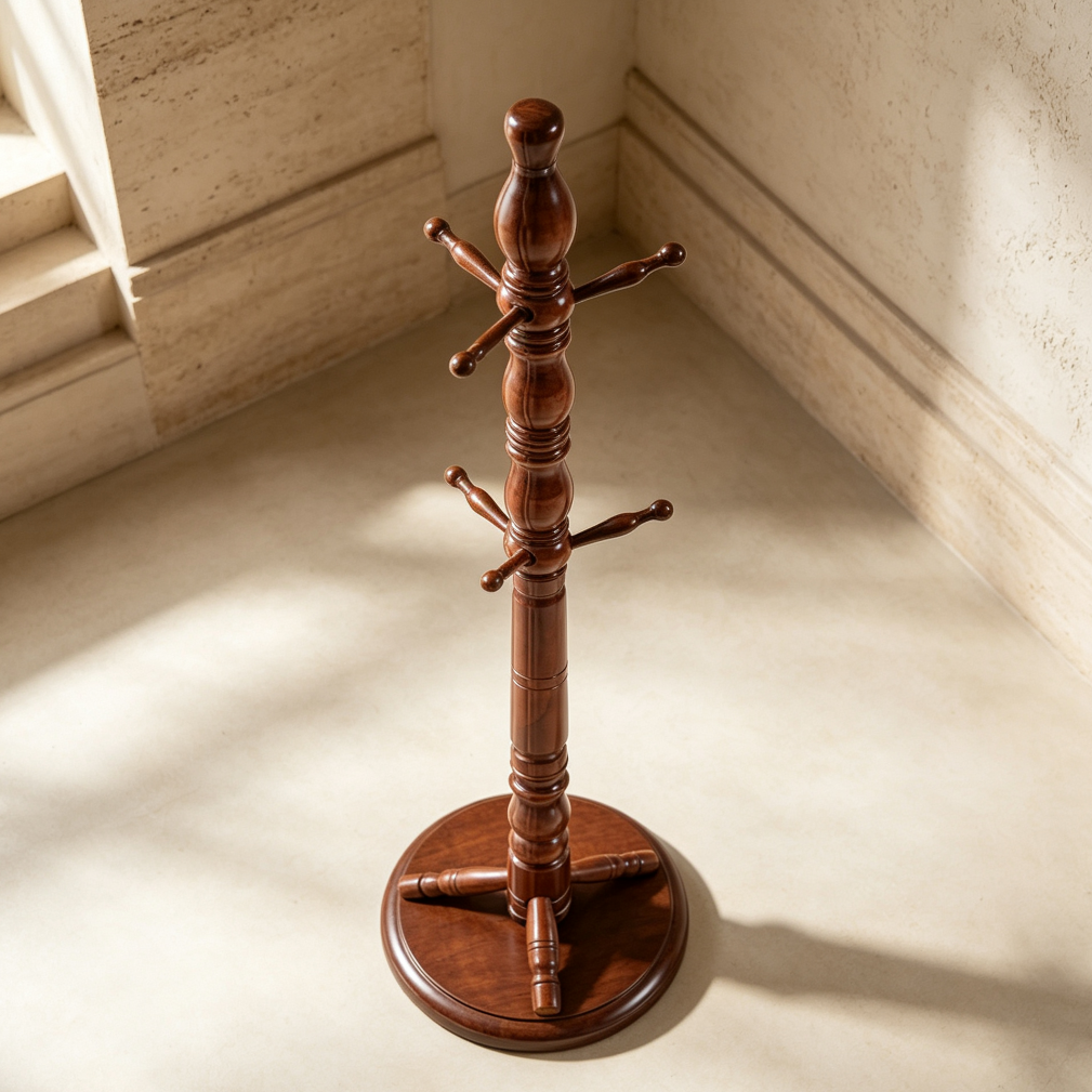 Walnut Freestanding Coat Rack 9 Hooks