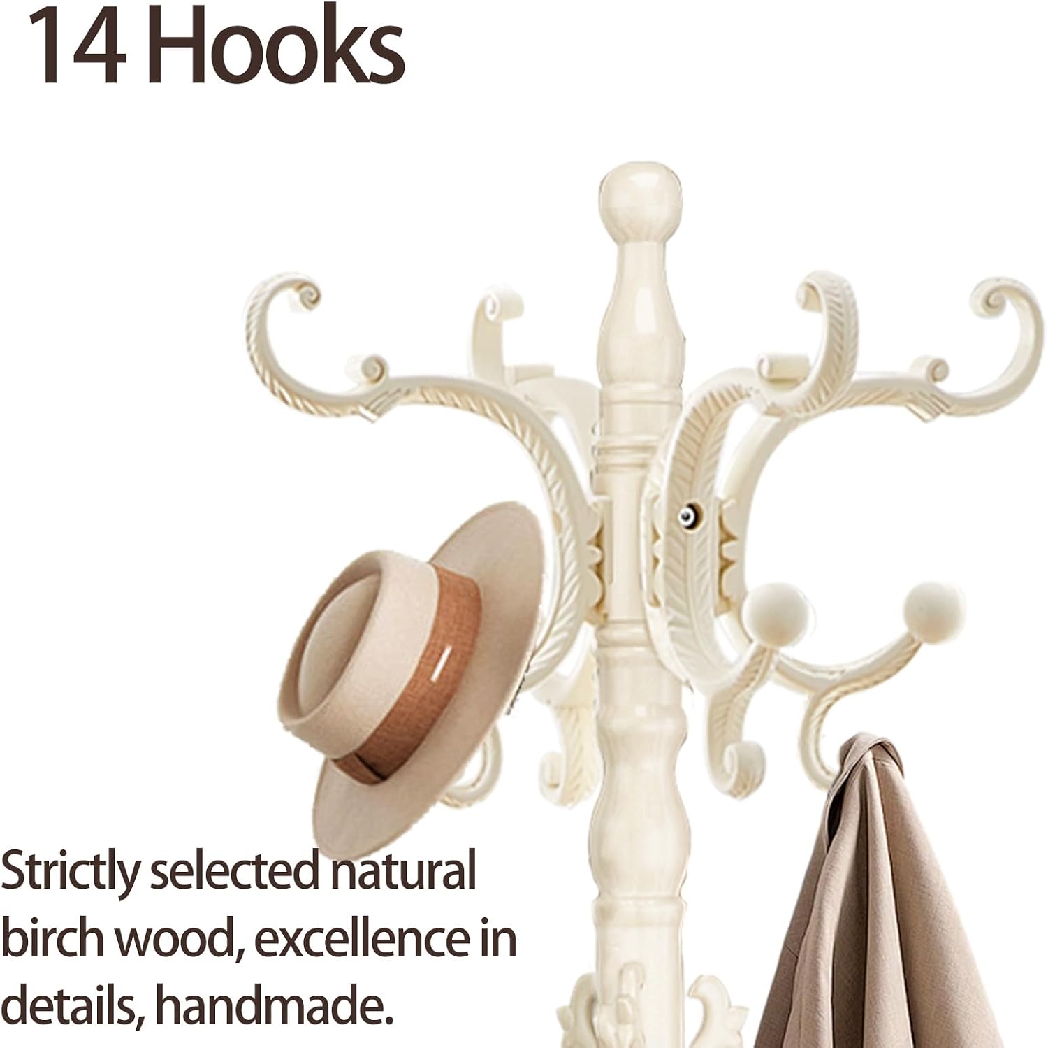 Ivory Vintage Coat Rack 14 Hooks - Image 2