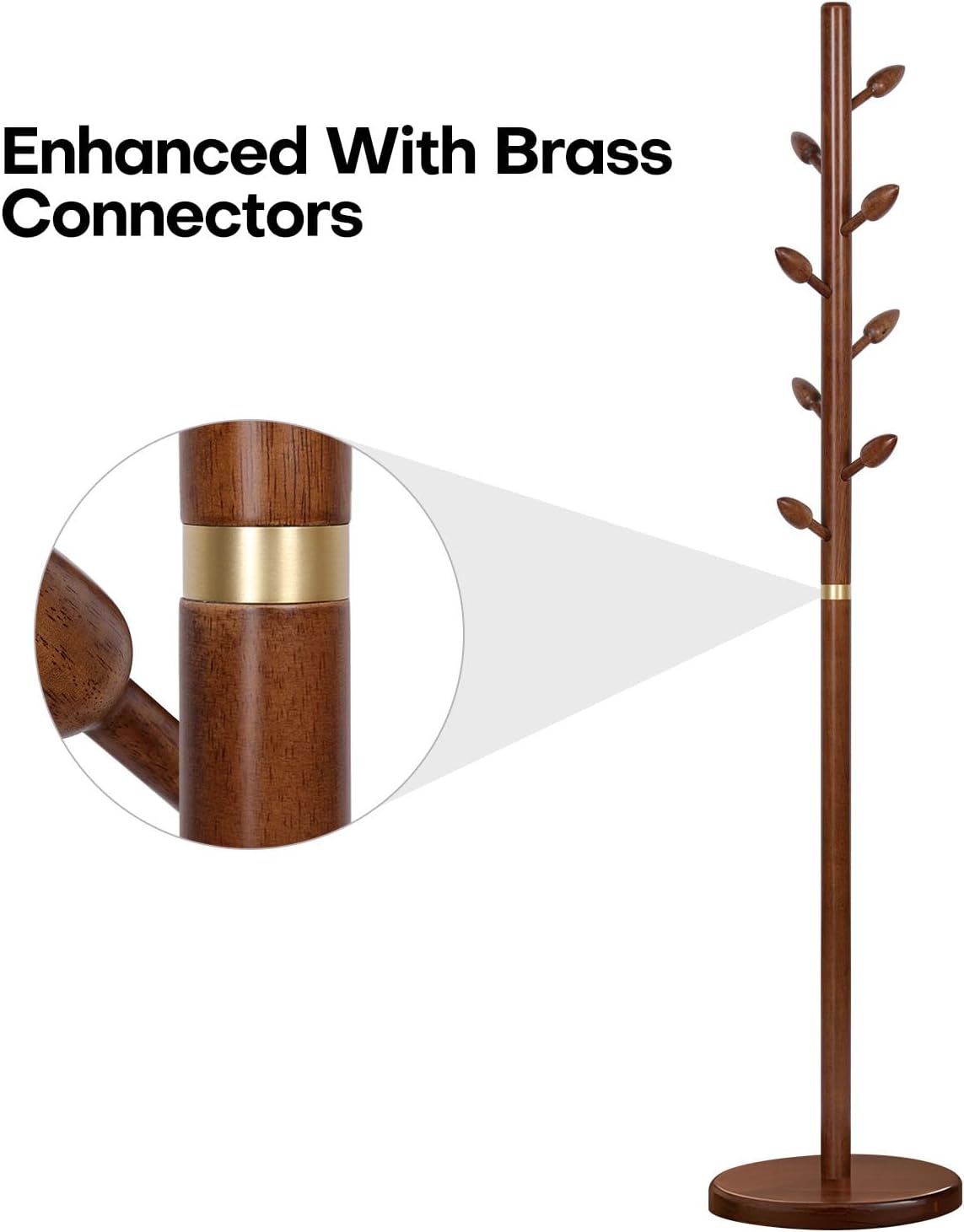 Walnut Freestanding Coat Rack 8 Hooks - Image 2