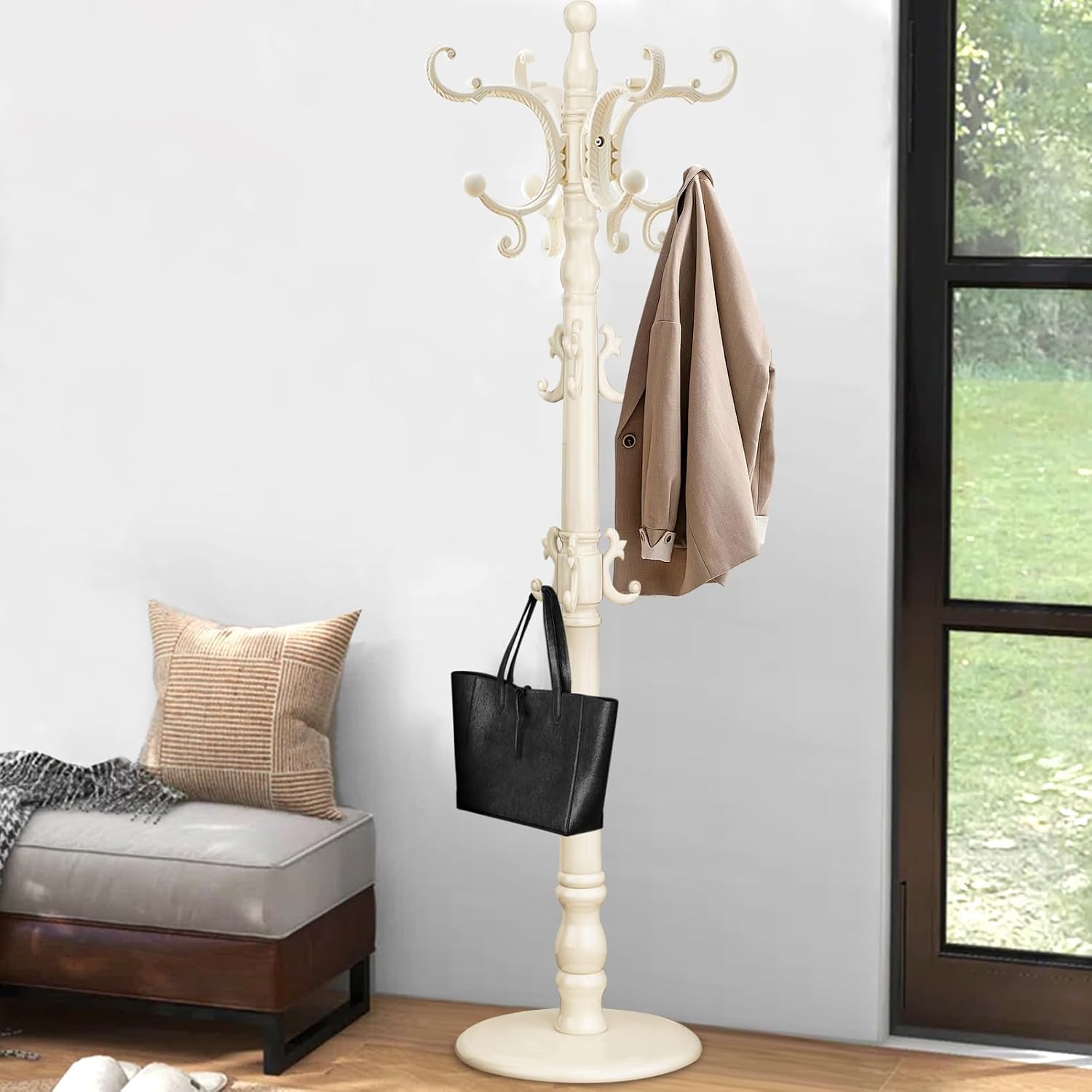Ivory Vintage Coat Rack 14 Hooks